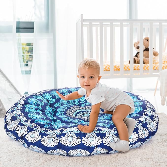 35" Large Mandala Floor Cushion Round Meditation Floor Pillow Cushion for Adults Oversized Playroom Pillows Reading Nook Big Pillow for Sitting Yoga Living Room Sofa Balcony