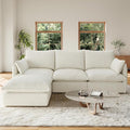 Forest aesthetics 94.5" L Shape Cloud Modular Sectional,4 Seater Waterproof High Backrest Sectional Sofas,Down Filled Modular Couch with Removable Washable Cover for Living Room,Cream White