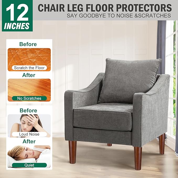 FoDau770 Brown Rubber Wood Furniture Legs 12 Inches, Straight Tapered Wood Feet Mid Century Sofa Legs Set of 4, 5/16" UNC Furniture Feet for Cabinet Couch Dresser Chair Ottoman Table