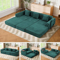 100" Oversized Convertible Sleeper Sofa Bed, Modular Sectional Cloud Sofa with Fixed-Shape Frame & Tabletop, Boneless Couch with Storage Pocket for Living Room, No Assembly Required, Green