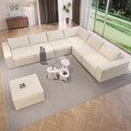 Vesgantti 143.7" Oversized Boneless Modular Couch, Modern 6 Seater Sectional Sofa with Ottoman & Deep Seat, Convertible Chenille Cloud Couches for Living Room, No Assembly Required, Beige