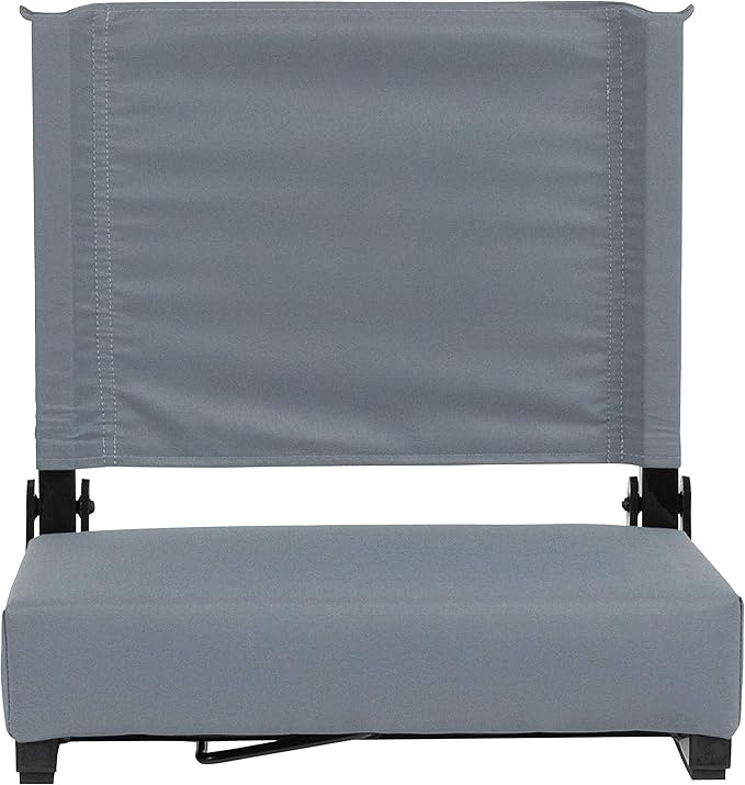 Flash Furniture Grandstand Portable Stadium Seats for Bleachers or Benches, Folding Padded Stadium Chairs with Handle, Pack of 2, 500 lb. Weight Capacity, Gray