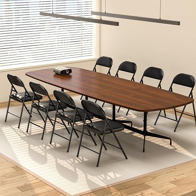Folding Chairs with Padded Seats,Portable Foldable Chairs Seat with Steel Frame for Home and Office, Wedding Party Events, Black, Set of 4