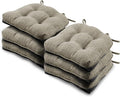Basic Beyond Chair Cushions for Dining Chairs 6 Pack, Chair Cushion with Ties and Non Slip Backing, 15.5 x 15.5 inches Tufted Chair Pads for Dining Chairs, Khaki