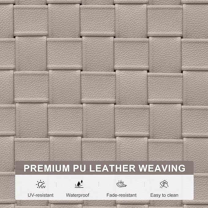 PURPLE LEAF Patio Chaise Lounge Modern Outdoor PU Leather Style Lounge Chair 4 Pieces with Adjustable Backrest Luxury Aluminum Chaise Lounge Chairs for Pool Garden Backyard Beach, Tapue