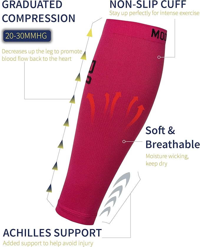 Modetro Sports Calf Compression Sleeves - Leg Sleeves for Men and Women - Shin Splint Relief Support Brace Running Flights
