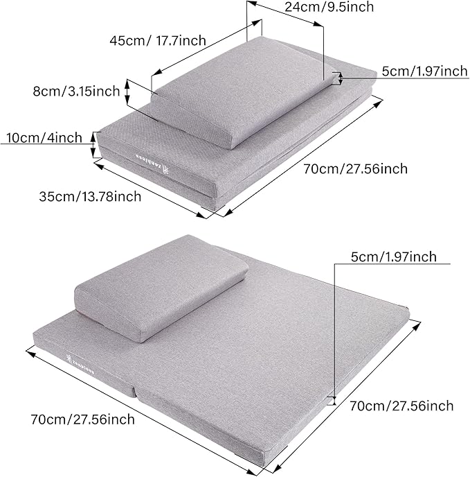 ZenBless Zafu Meditation Cushion Set,Yoga Meditation Pillow for sitting on floor,Large Square Meditation Mat and Pillow Set, Floor Pillow, Washable Cover(27.6")