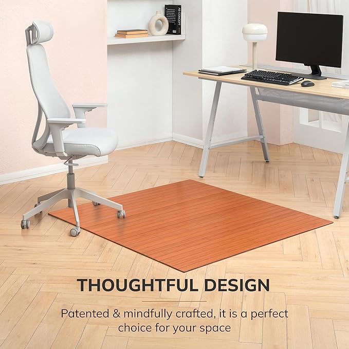 Anji Mountain Office Chairmat Thickest & Sturdy Bamboo Chairmats Highly Premium Quality Anti-Slip Heavy Duty for Multi-Purpose Hardwood Floor Office & Home Floor Protector Office Chair mat-5mm Thick
