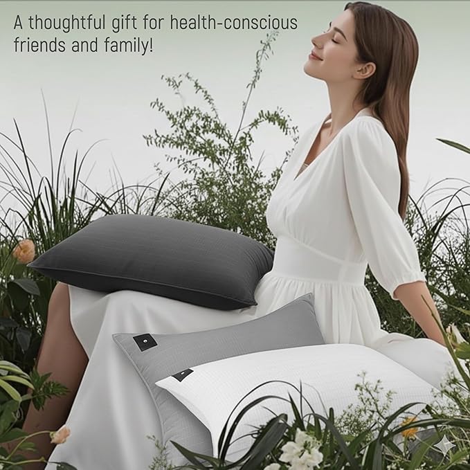 Groundingtop Grounding Pillowcase King with 10% Silver Fiber+90% Cotton Conductive Grounding Pillow Case 20x36in Silver Fiber Grounding Sheet Improve Sleep Anxiety Relief White 1pc
