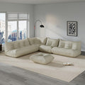 Comfy Lazy Floor Sofa Couch,Soft Armless Chair,Corner Faux Leather Lounge Chair,Corner Relax Sofa Couch for Living Room Bedroom,Salon Office,Adults(Corner+3P++2P+1P+Ottoman)