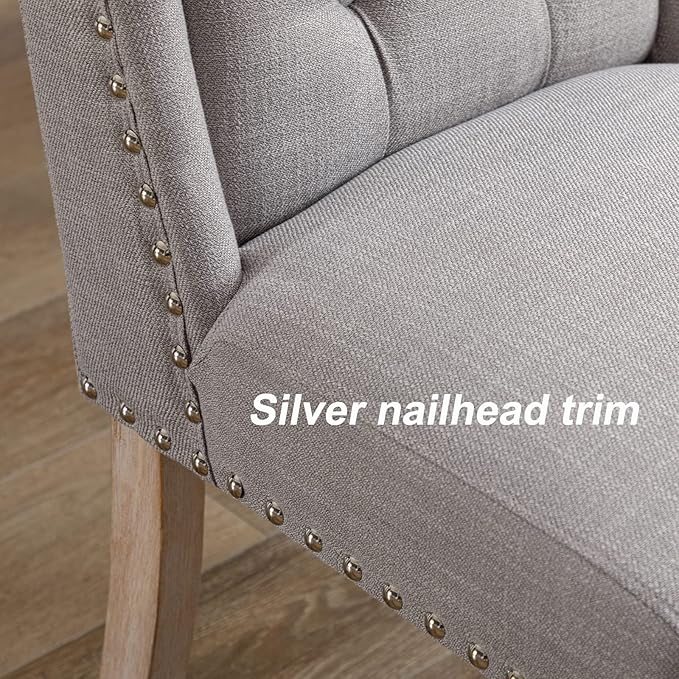 DUOMAY Modern Tufted Dining Chairs Set of 4, Linen Upholstered Dining Room Chairs Armless Guest Side Chair for Kitchen Dining Room, Wingback Accent Chairs with Solid Wood, Grey