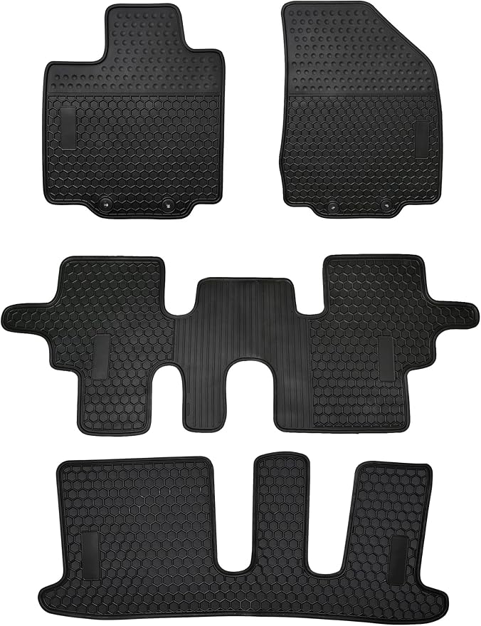 Car Floor Mats Custom Fit for 2014-2020 Infiniti QX60/2013-2020 Nissan Pathfinder/2013 Infiniti JX35 7 Passenger Black Rubber All Weather Protection Auto Floor Liners Heavy Duty Odorless