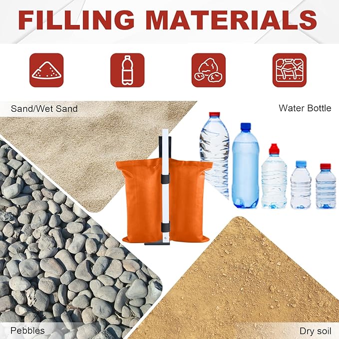 ABCCANOPY Canopy Weights 120 LBS Tent Sand Bags,4pcs-Pack (Orange)
