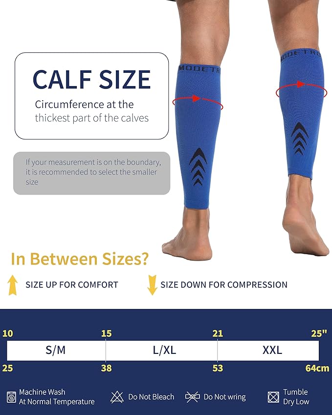 Modetro Sports Calf Compression Sleeves - Leg Sleeves for Men and Women - Shin Splint Relief Support Brace Running Flights