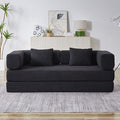 Convertible Couch Sofa Bed Foldable Floor Sleeper | All High-Density Foam | Fold Out Deep Seat Couch | King Size | Compression Sofa Sleeper for Living Room, Bedroom | Corduroy Black