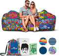 Chillbo LazyBone Inflatable Couch – Quick-Inflation Flapper System, Fun Prints, No-Pump Setup, Ripstop Polyester, Portable Air Lounger for Beach, Camping, Festivals, & Hiking