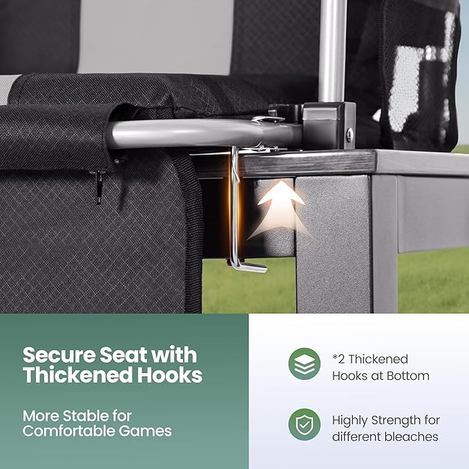 HIGH POINT SPORTS Foldable Stadium Seat Portable Folding Stadium Chairs Padded Bleacher Seat Cushion Bleacher Chair with Armrest and Cup Holder