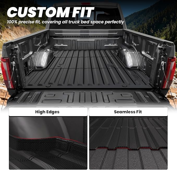 LASFIT 6.5ft Bed Mat for Ford F-150 2026 2025 2024 Truck Box All Weather Protector TPE Durable Easy Clean Bed Liner for F150-Not Fit for Drop in Bedlienr