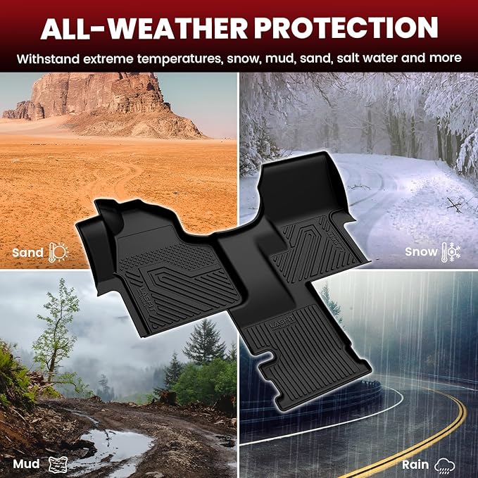 LASFIT Floor Mats for Mercedes Benz & Dodge Sprinter 2500/3500 2007-2018 (Fit for Cargo Van), All Weather TPE Floor Lienrs Custom Fit Sprinter 2007-2018 Car Mats, 1st Row with Center Aisle Liner