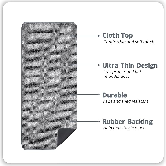 Bosap Bath Mat,Ultra Thin Bathroom Runner Rugs,Large Bath Mats for Bathroom,Quick Dry,Non-Slip,Machine Washable,Low Pile,Bath Rug,Shower Outside,Sink,Home Decor Accessories.Grey,3'x5'(36x60inch)