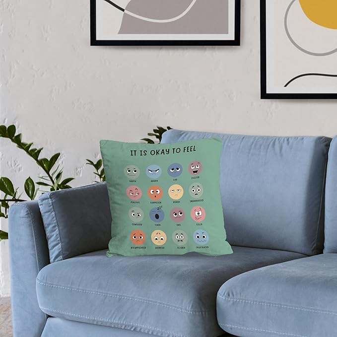 Nogrit Counseling Office Must Haves Throw Pillow Cover, Calming Corner, Mental Health Pillowcase Decor for Home Kids,Mental Health Counselor Gifts, Calming Corner Pillow Covers 20x20 Olive Green