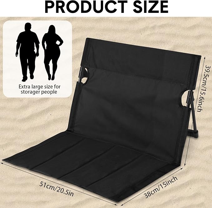 Jetec Foldable Floor Backrest Chair Portable Camping Chair with Storage Bag Light Weight Lazy Seat for Indoor Outdoor Bed Ground Park Lawn Concerts Beach Hiking