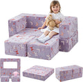 MeMoreCool Kids Modular Couch – Glow-in-The-Dark Butterfly Foam Sofa Bed, Lavender Convertible Toddler/Youth Playroom Sofa-to-Bed