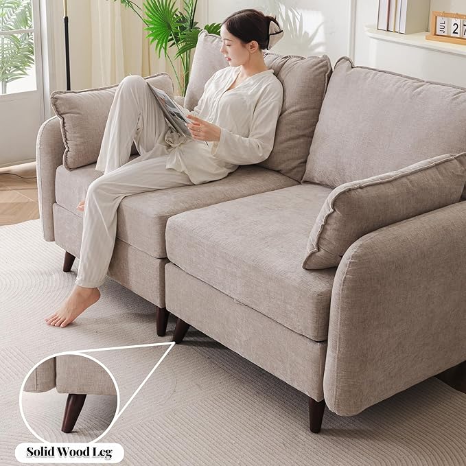 Rexulqo 73'' Loveseat Sofa with All Seats Storage, Modular Sectional Couch with Deep Seat,Oversized Comfy Couch with 7.8'' Cushion for Living Room,Bedroom,Velet,Khaki