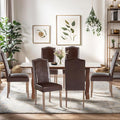 SNUGWAY Upholstered Dining Chair Stylish Parsons Kitchen High Back with Silver Nailhead Trim & Wood Legs, 6-Pack, PU Dark Brown