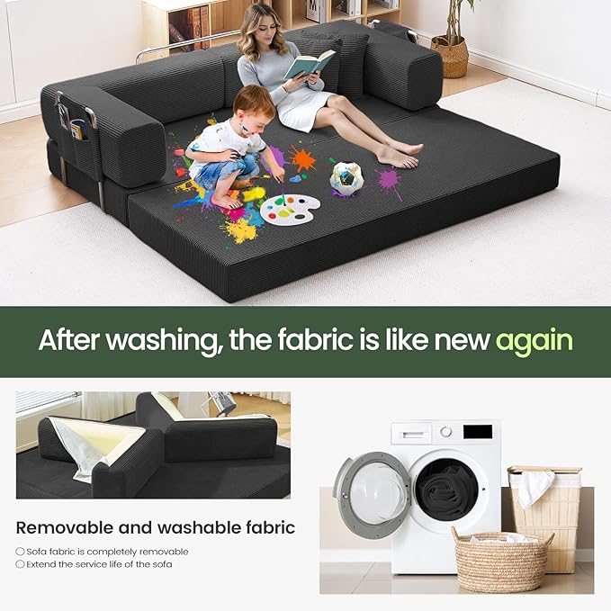 Multi-functionalcorduroy Sofa Bed, Crafted from Corduroy Fabric, is Ideal for Apartments and Living Rooms. Sleeper Sofa Couch Folding futon or Foldable Floor Convertible Floor Studio | Multi-functional