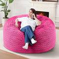 4FT Bean Bag Chair,Giant Bean Bag Chairs for Adults,Big Bean Bags with Memory Foam Filled, Large Beanbag Chairs with Chevron Plush Cover-Pink