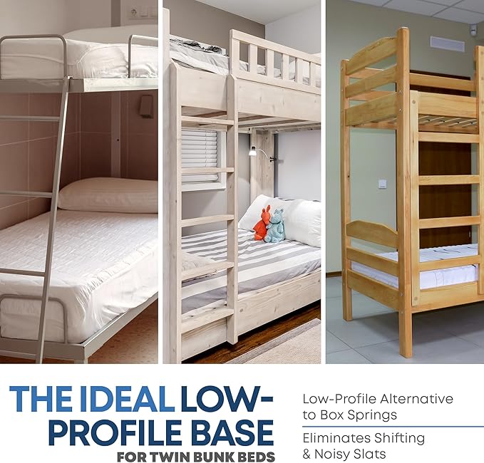 Greaton, Premium 38mm Split Wood Bunkie Board Twin Size Bed Frames - 2-Piece Under Mattress Support Board, Fully Assembled, Fabric Ventilation Cover - Replaces Wooden Slats or Box Spring(Pack of 2)