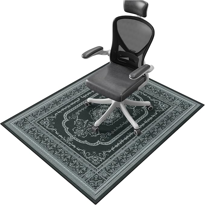 Mymeely Office Chair Rug for Hardwood Floor, 50"x60" Computer Gaming Mat, Low Pile Desk Chair Mat for Rolling Chairs, Floor Protector Rug Hard Floors, Anti-Slip Wood/Tile Protection Mat