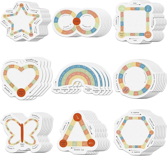 Gersoniel 72 Pcs Anxiety Sensory Stickers Strips Adhesive Textured Mental Health Calm Stickers Mindfulness Fidget Decals Stress Anxiety Relief Items for Therapy Office Desk Counselor(Return Breathe)