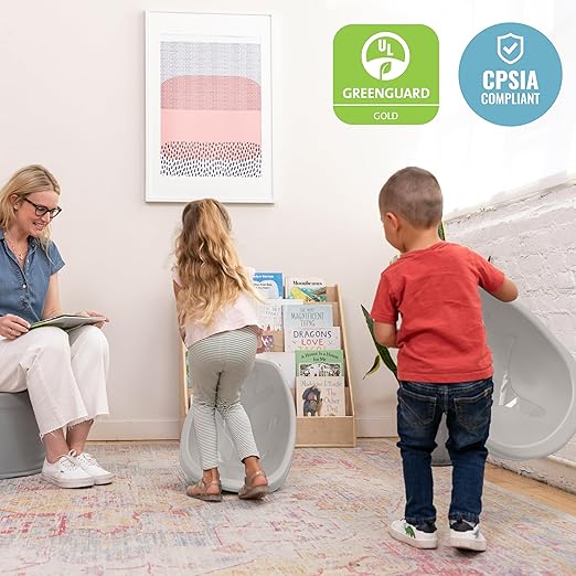 ECR4Kids Leaf Floor Seat, Rocker Chair, Light Grey, 6-Piece