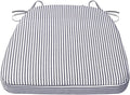 AAAAAcessories D-Shaped Chair Cushions, Featuring Ties and Removable, Machine-Washable Cover, 2'' Thick Seat Pads for Kitchen and Dining Rooms, 17'' x 16'', Pinstripe Dark Gray