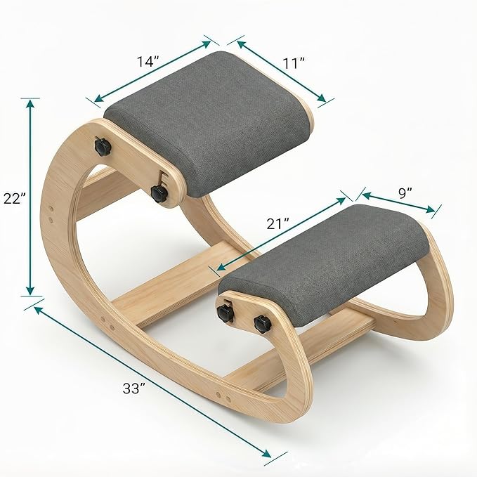 NYPOT Ergonomic Kneeling Chair with Adjustable Seats - Knee Chair for Posture Correction & Kneel Rocking Stool for Desk - Back Pain Relief for Home and Office, Supports 250 pounds - 5 Years Warranty