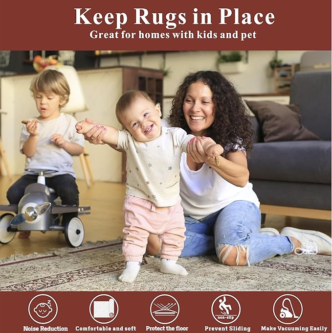 Non-Slip Area Rug Pad, 1/3" Thick Dual Surface-Felt+Rubber. 2'x8' Premium Carpet Mat - Safe for All Floors and Finishes, Adds Comfort and Protection, Extra Strong Grip - Many Custom Sizes.…