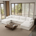 Forest aesthetics Modular Sectional Sofa,Extra Comfty Deep-Seat-Filled Couch, White 6 Seat U Shape Sofas with Movable Ottoman, Modern Couches for Living Room, Apartment, Office,Small Space