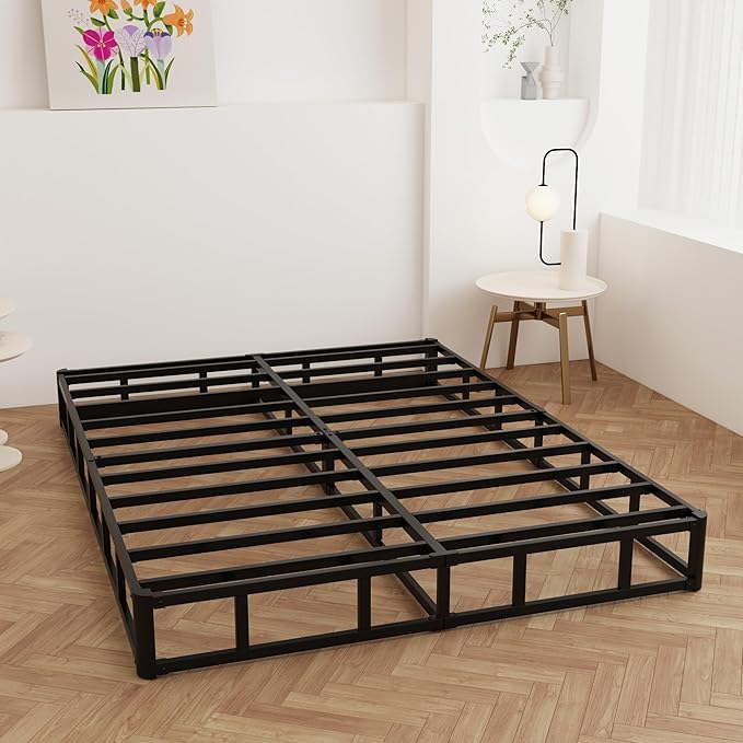Maenizi 9 Inch Full Size Box Spring, Heavy Duty Metal Box Spring Bed Base with Fabric Cover, Mattress Foundation, Easy Assembly, Noise Free, Black