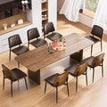 YaFiti Dining Chairs Set of 8, Mid Century Modern Dining Room Kitchen Chairs, Upholstered PU Leather Vertical Stripe Chairs for Vanity with Walnut Bentwood and Metal Legs, Brown