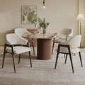 MALOL Wooden Dining Chairs Set of 4, Modern Fabric Upholstered Dining Room Chair, Kitchen Side Chairs, Farmhouse Dinner Chair with Curved Open Back for Kitchen, Beige