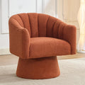 Swivel Accent Chair,Upholstered Teddy 360° Swivel Barrel Chair for Living Room Overstuffed Bouncle Reading Chair Round Armchair for Bedroom,Vanity,Office-Orange