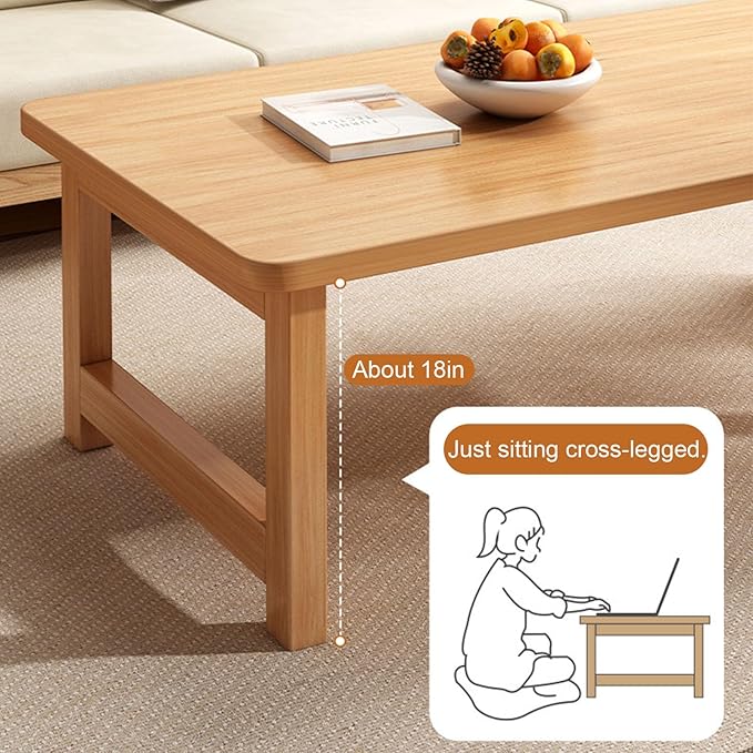 Japanese Floor Sitting Tables, Large Size Floor Desk Folding Tea Table Chabudai Coffee Table Low Table for Living Room Home Tatami Office Folding Tray Table 39.3in