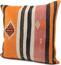 Kilimwarehouse Handmade Kilim Pillow Cover 24x24 inch Huge Sitting Pillowcase Art Deco Bohemian Design Rustic Vintage Ethnic Fireplace Pillow Size Cushion Floor Accent