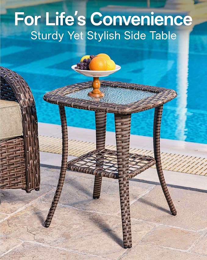 3-Piece Patio Furniture Set with 6-Inch Thick Cushions, High Back Outdoor Swivel Rocker Chairs and Table, All-Weather Conversation Set for Porch, Deck, Balcony, Yard in Beige