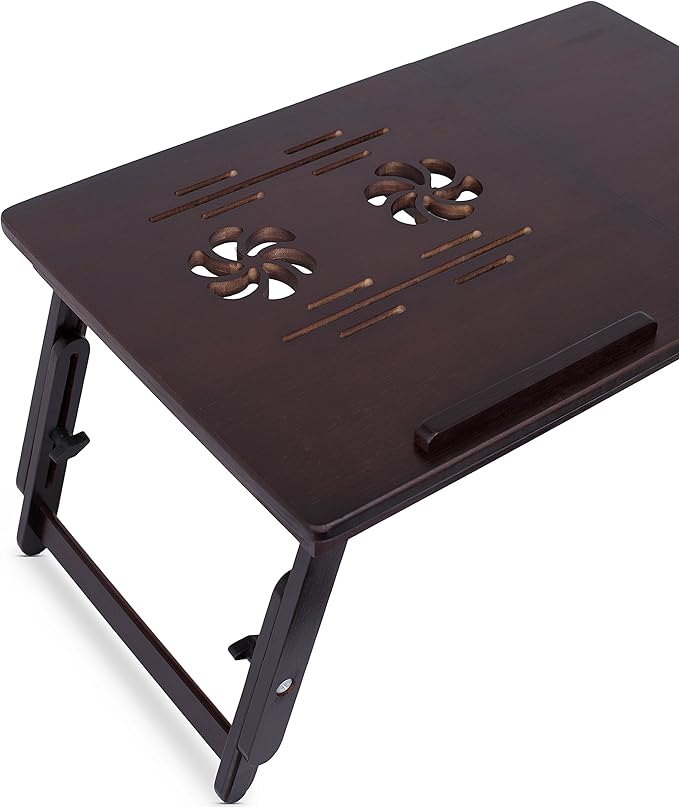 Sofia + Sam Bamboo Ventilation Lap Tray with Adjustable Legs (Walnut)