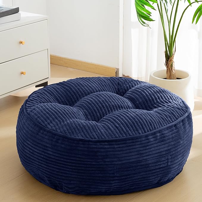 8" Washable Floor Pillow Cushion for Adults, Meditation Cushion Pillow, Large Round Floor Sitting, Removable Tufted Corduroy Cover, for Tatami Living Room or Yoga, 22x22 Inch, Machine Washable