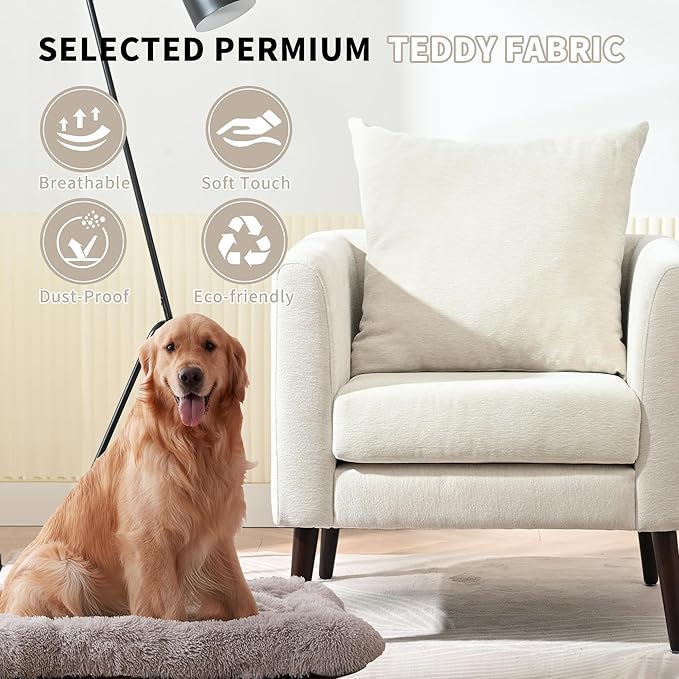 QKFF Barrel Accent Chair with Back Pillow, Large Upholstered Armchair with Solid Wood Legs Modern Reading Chairs for Living Room Bedroom