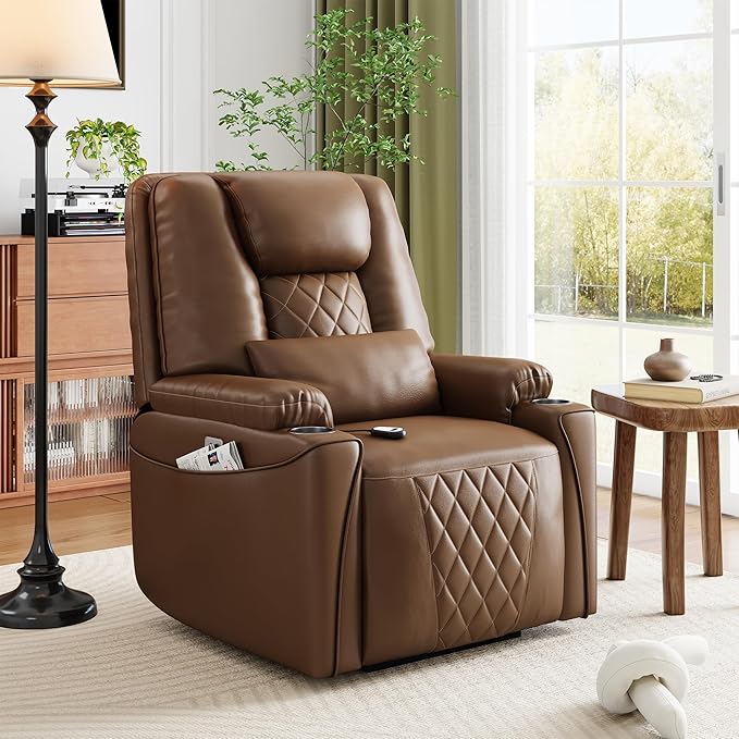 Power Lift Recliner Chair, Easy Lift Assist for Elderly, 3-Position Recline, Storage Pockets & Cup Holders, USB Charging Ports, Remote Control Operation, Living Room or Bedroom Comfort, Brown